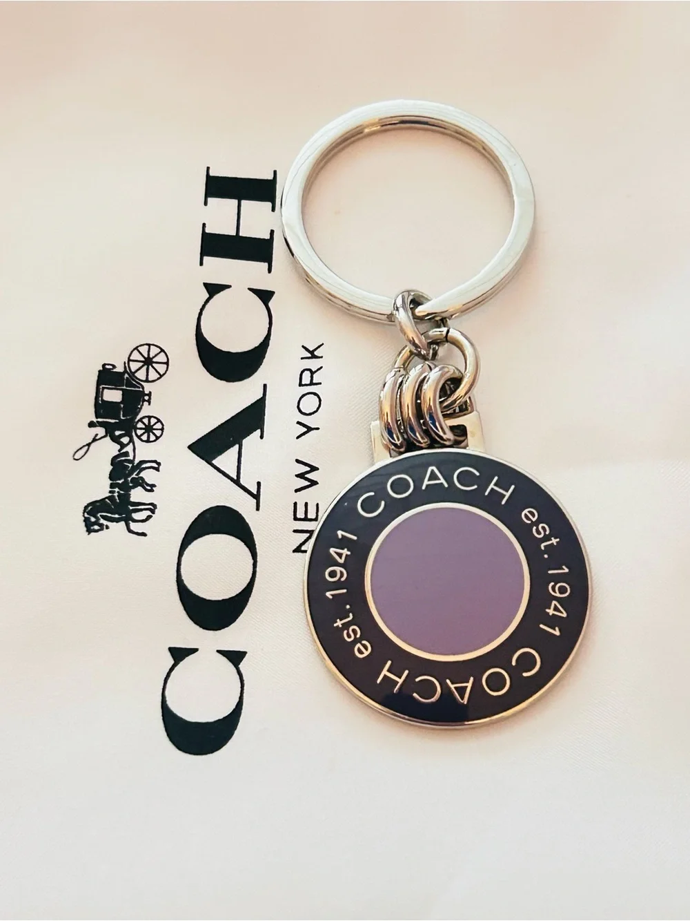 RARE Coach Y2K Est. 1941 Purple & Navy Blue Enamel Keychain/ Bag charm